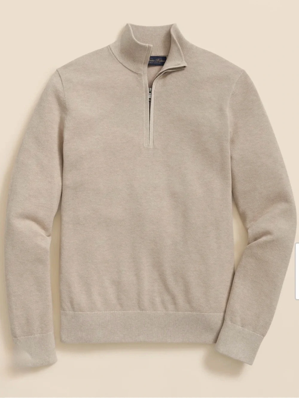 New Brooks Brothers Supima Cotton Quarter Zip Sweater Ivory